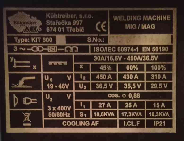 MIG/MAG svářečka Kühtreiber KIT 500W - foto 3