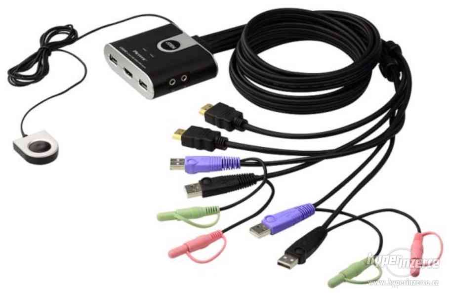 ATEN 2-port HDMI KVM USB2.0 mini, audio, 1.2m kabely, DO - foto 1