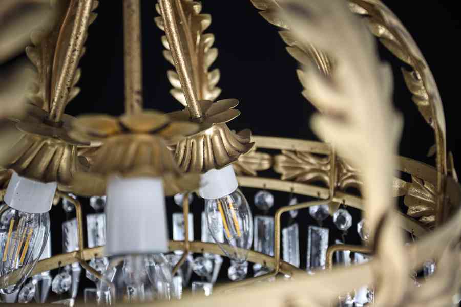 Florentský starožitný lustr s křišťálovými ověsy - foto 6