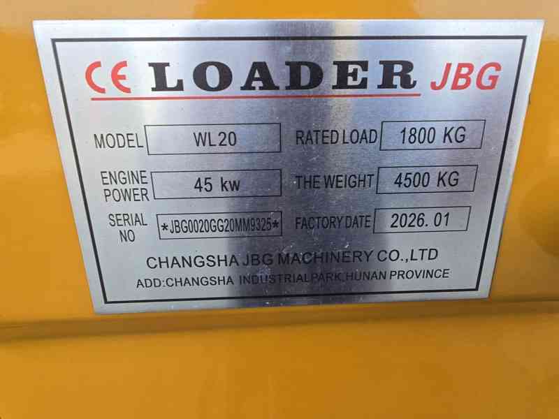 Kolový nakladač JBG WL20 4×4, 45 kW, 1 800 kg - foto 4