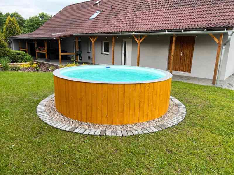 Samonosný plastový bazén s dřevěným obložením - foto 3