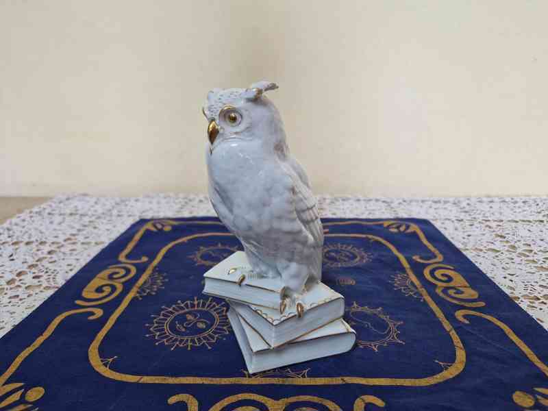 Bílá stylová porcelánová soška Sova - foto 2