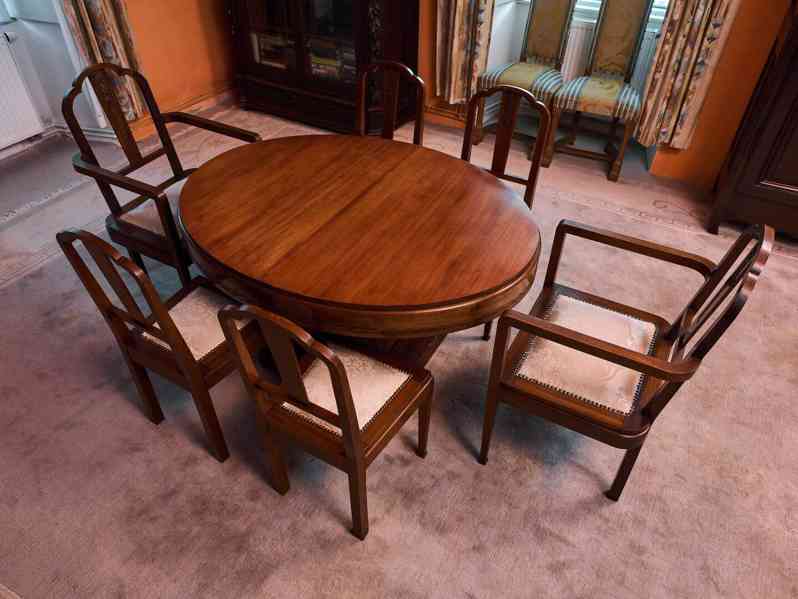 Jídení stůl a set židlí Art Deco - foto 4