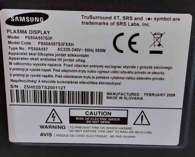 Samsung Plazma TV 50" PS50A557S3F - foto 4