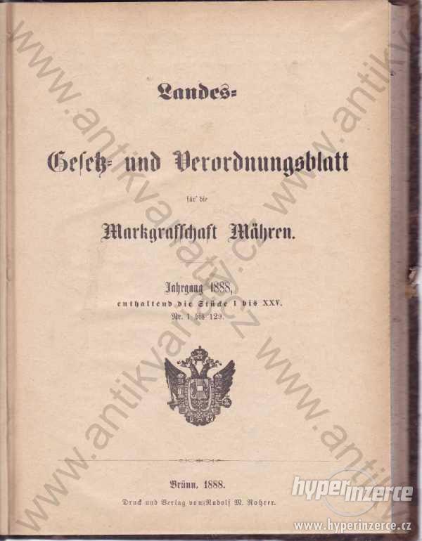 Landes: Gesetz und Verordnungsblatt 1888 - foto 1