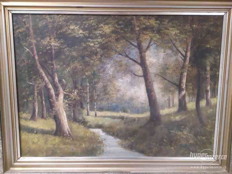 Obraz originál olej na plátně les signováno