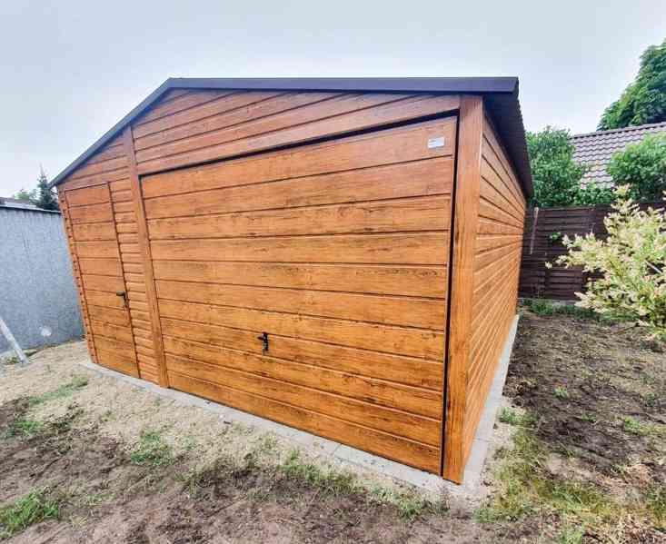 Plechová garáž 4,5x5m sedlová střecha výklopná vrata TS215 - foto 5
