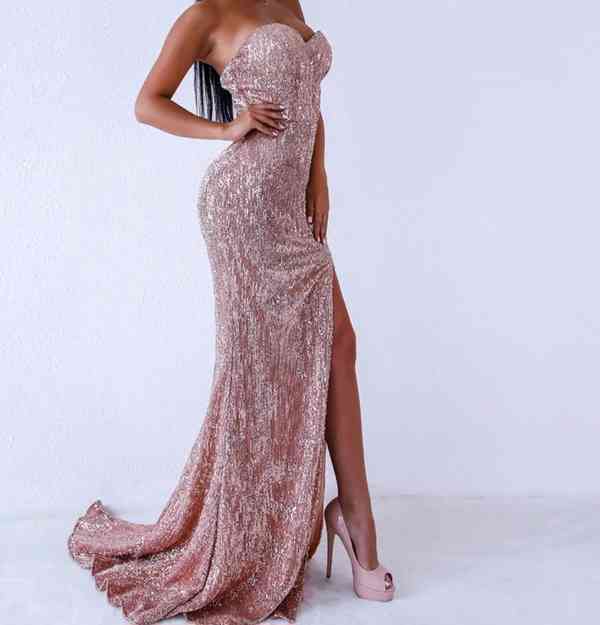Šaty plesové růžovo zlaté - foto 2