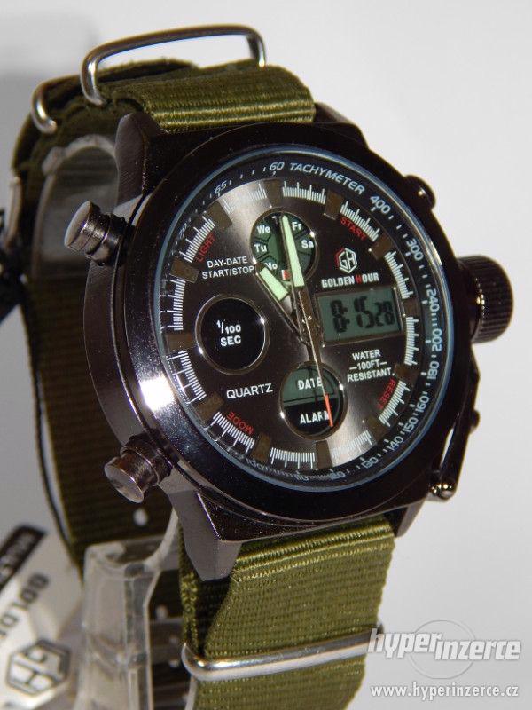 Masivní pánské  military hodinky s LCD displejem moderní pás - foto 1