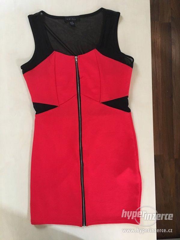 Červené elastické šaty na zip, vel M/L, Amisu - foto 2