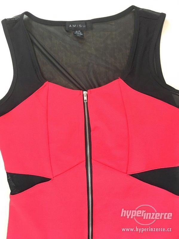 Červené elastické šaty na zip, vel M/L, Amisu - foto 3