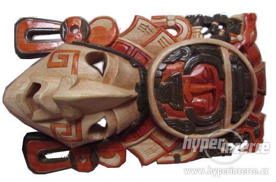 Dekorace  Mayské dřevěné masky - ruční výroba dovoz Mexiko - foto 1