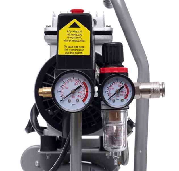 Bezolejový kompresor 6l 550W, 10 barů se separátorem - foto 7