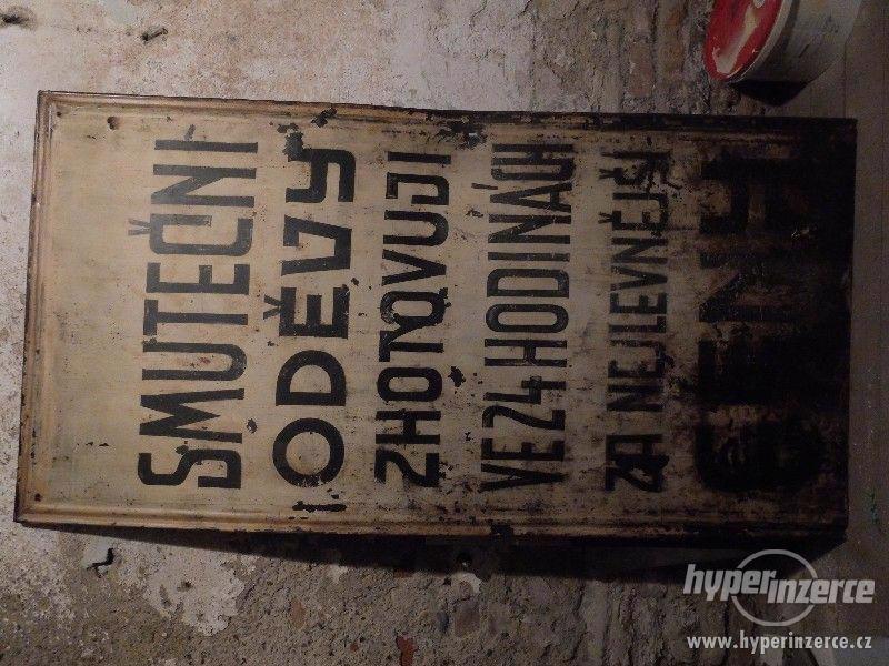 Jedinečná plechová cedule vyrobena na zakázku. Rok 1950 - foto 3