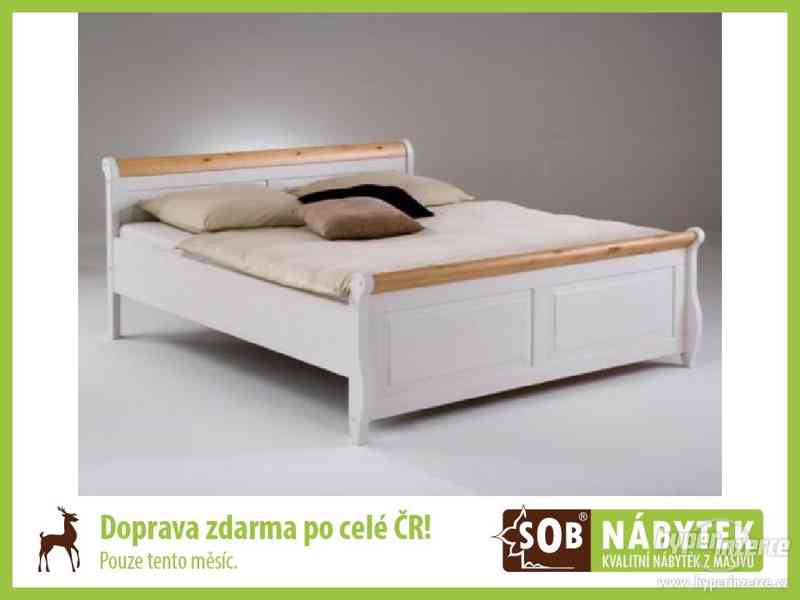 Dřevěná postel bílá, postel z masivu - foto 1