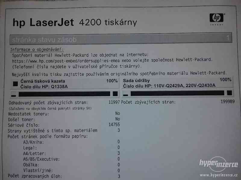 HP Laserjet 4200TN | LAN | plný toner na 12tis. - foto 3