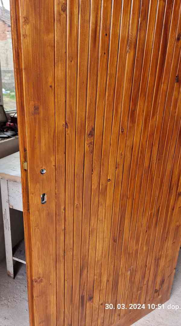 Nové venkovní dveře, dřevěné, zateplené, 90 cm levé  - foto 4