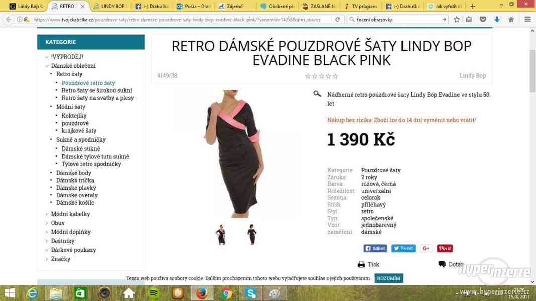 Šaty Lindy Bop Evadine Black & Pink - foto 3