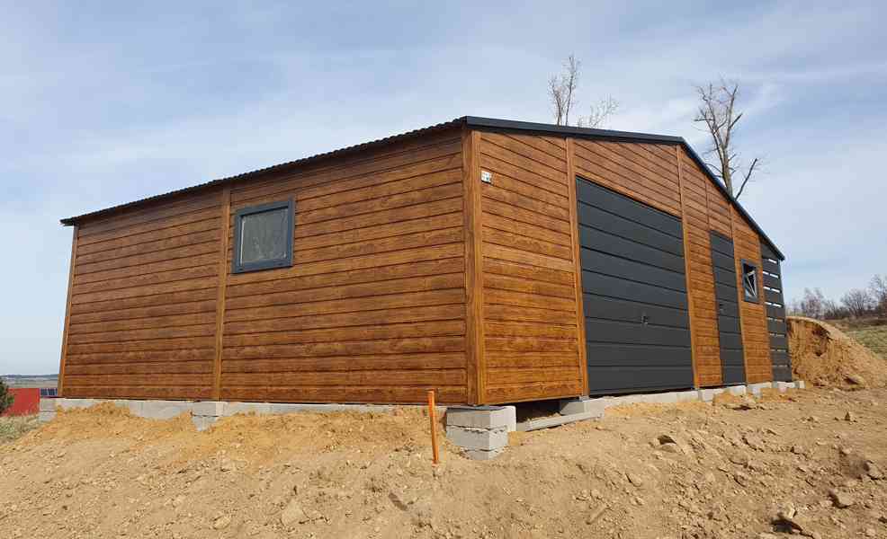 Plechová garáž 9x6 - přístřešek 1x6 - výklopná vrata - TS627 - foto 3