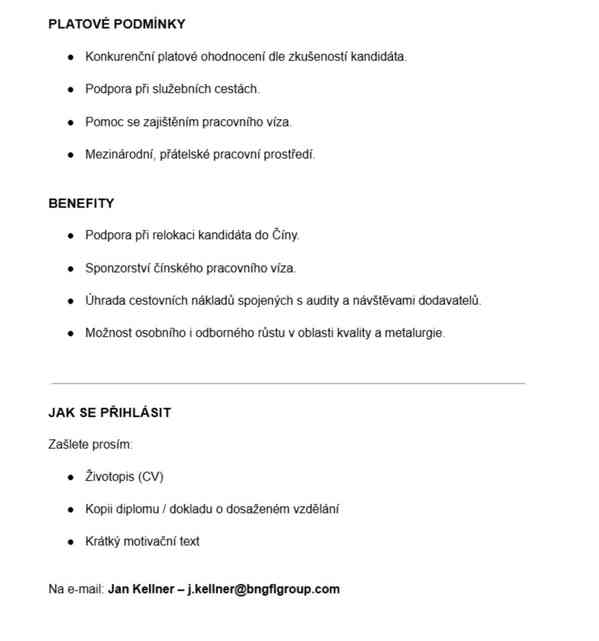 Vedoucí kvality (Čech/Slovák) v Shenzhenu - foto 4