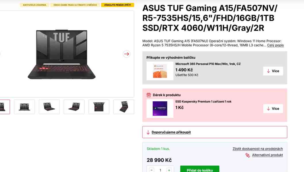 Herní notebook ASUS TUF Gaming A15 l RTX 4060 l Nvme - foto 5