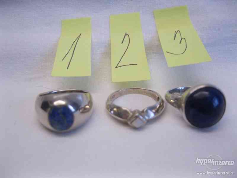 Prsten - stříbrný, přírodní kámen, vel.54-58 - foto 1