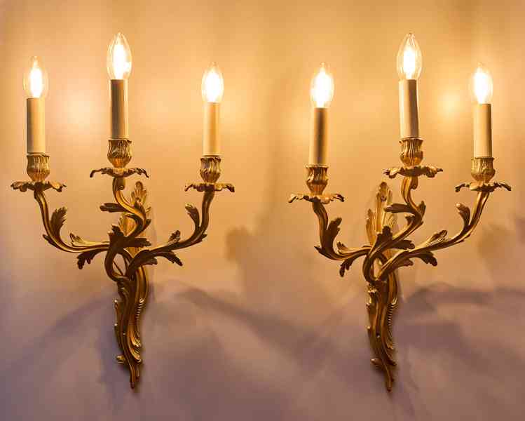 Párové tříramenné apliky / nástěnné lampy LudvíkXV - foto 2