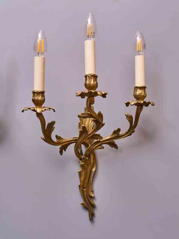 Párové tříramenné apliky / nástěnné lampy LudvíkXV - foto 3