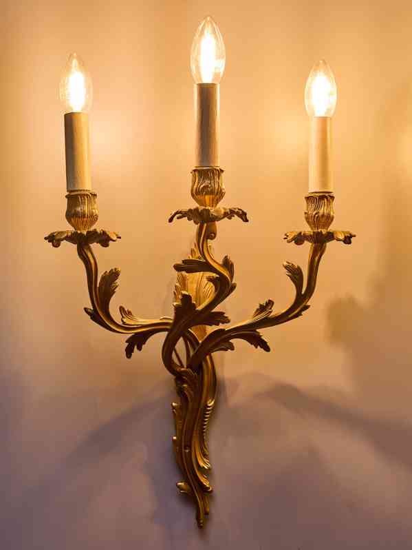 Párové tříramenné apliky / nástěnné lampy LudvíkXV - foto 7