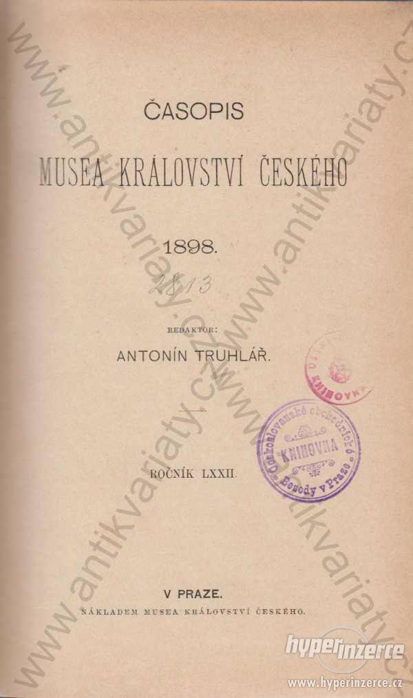 Časopis Musea království Českého 1898 - foto 1
