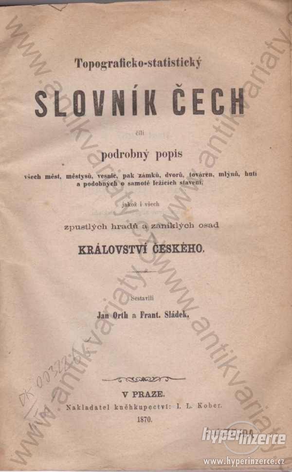Topograficko-statistický slovník Čech 1870 - foto 1