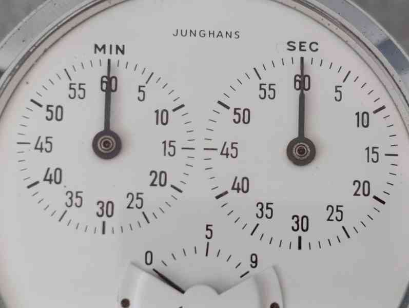 Zajímavé staré německé kapesní stopky Junghans 1/10s. - foto 20