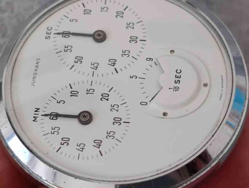 Zajímavé staré německé kapesní stopky Junghans 1/10s. - foto 21