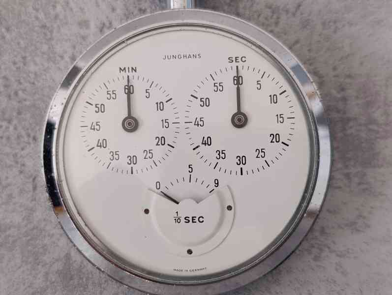Zajímavé staré německé kapesní stopky Junghans 1/10s. - foto 6