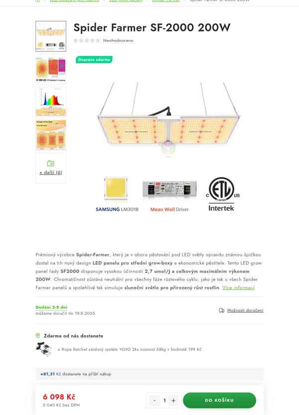 Komplet 80x80+LED spiderfarmer sf2000 - foto 2