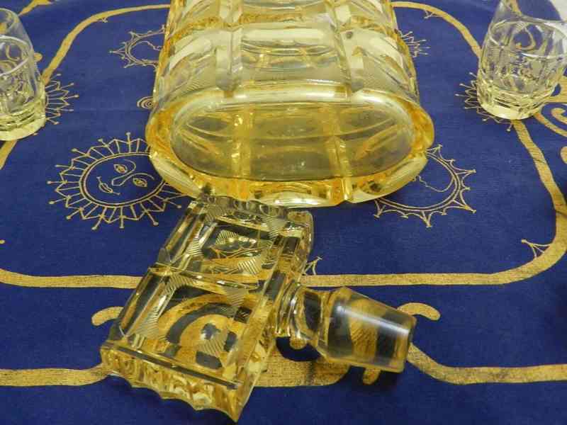 Luxusní Art Deco broušená Souprava Karafa a 5 půlek  - foto 8