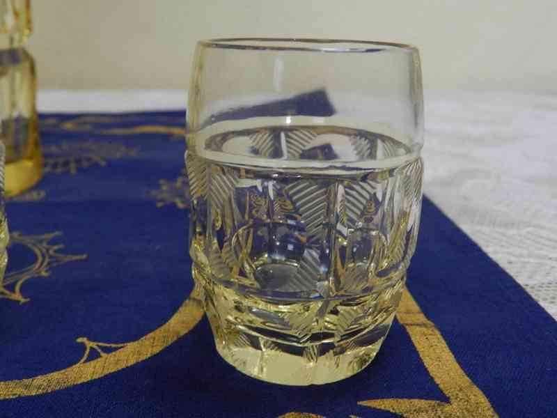 Luxusní Art Deco broušená Souprava Karafa a 5 půlek  - foto 7