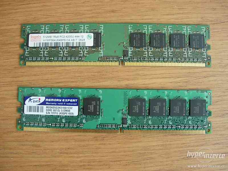 Paměť RAM DDR2  512MB   2 kusy ( = 1GB ) - foto 1