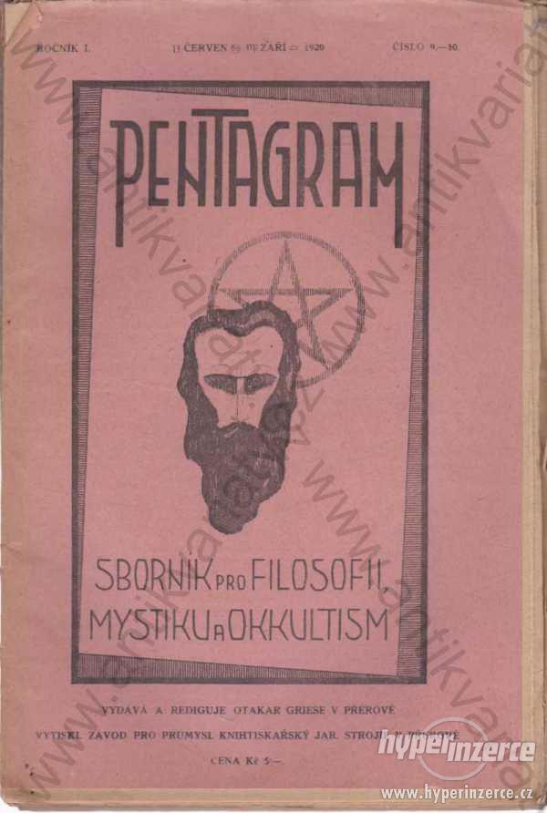 Pentagram  Otakar Griese 1920 Roč. I č. 9. - 10. - foto 1