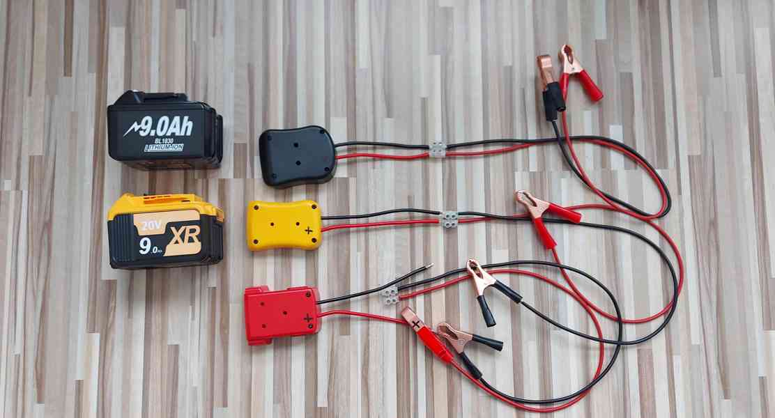 Startovací kabely+redukce pro Aku batrii Makita 18V-20V - foto 2
