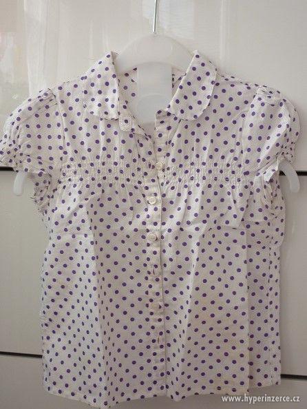 Prodám bílou košili s fial. puntíky, vel. 104, zn. H & M - foto 1