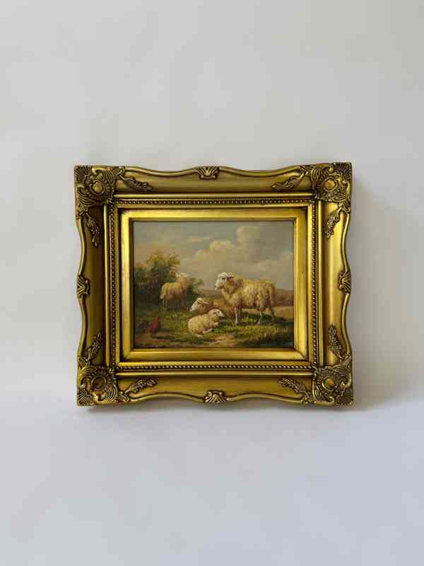 Kohout ovce - obraz ve zlatém zdobeném rámu - foto 1