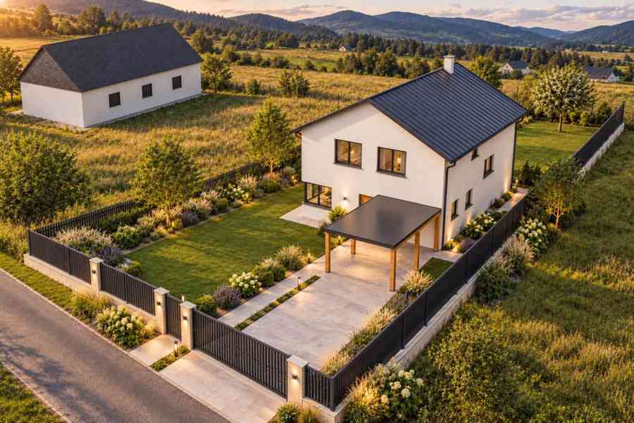 3D vizualizace exteriéru domu, fasády a okolí - foto 3