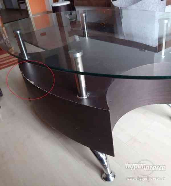 Konferenční stolek Stella - sklněný ovál 65 x 120 cm - foto 2