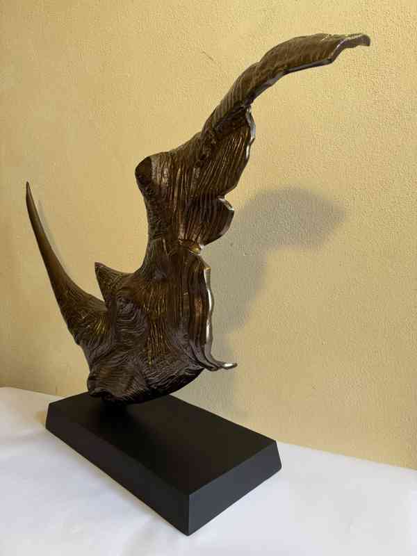 Hlava nosorožce 94 cm - socha kovová dekorace - foto 3