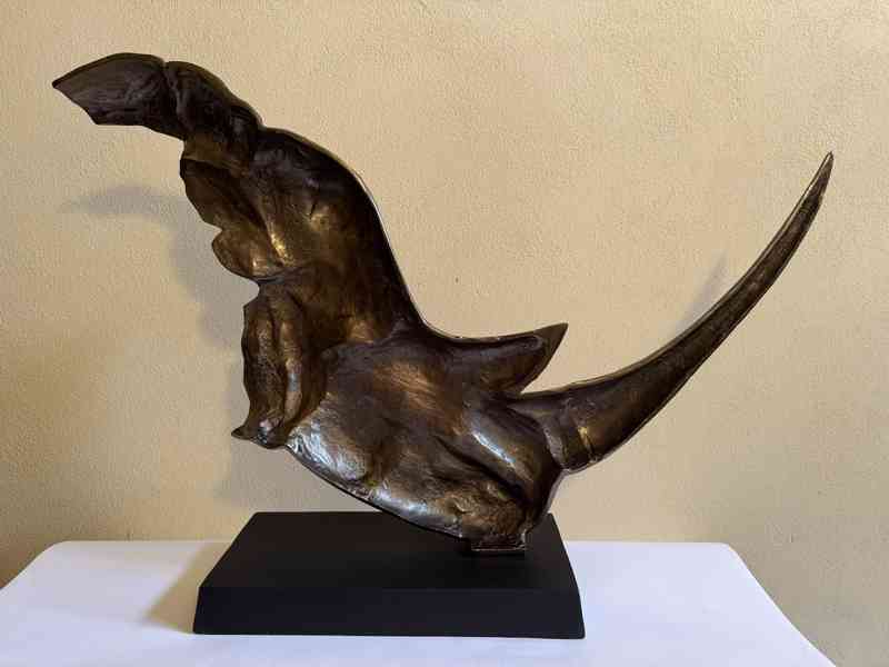 Hlava nosorožce 94 cm - socha kovová dekorace - foto 4