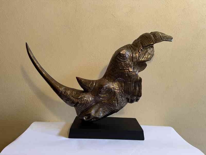 Hlava nosorožce 94 cm - socha kovová dekorace - foto 1