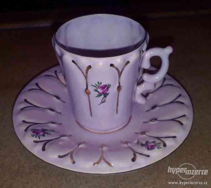 Šálek s podšálkem - růžový porcelán značený - foto 3