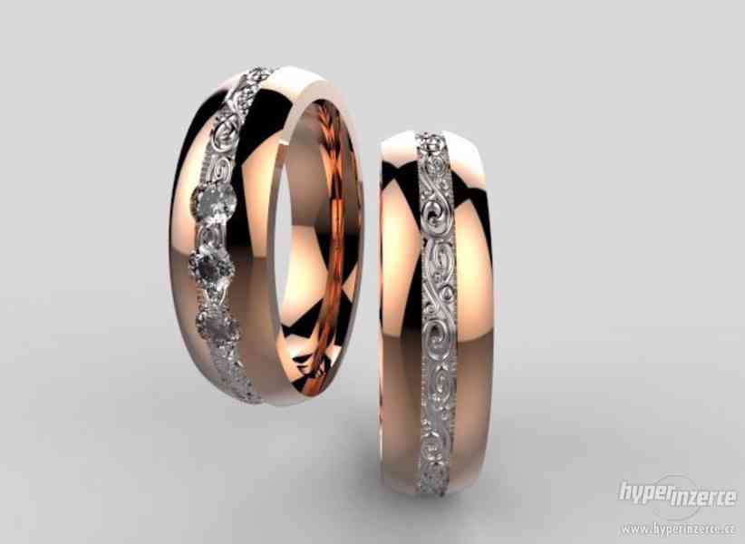 Originální zlaté snubní prsteny - foto 1