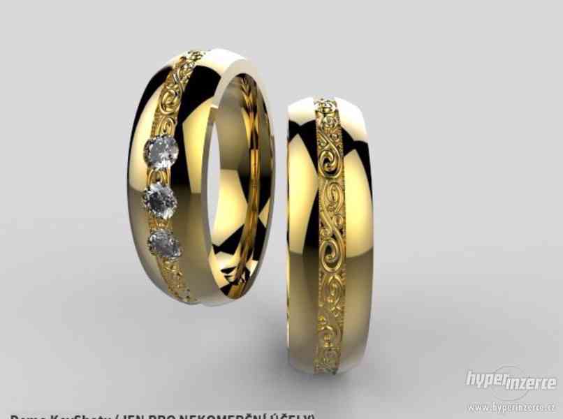 Originální zlaté snubní prsteny - foto 2